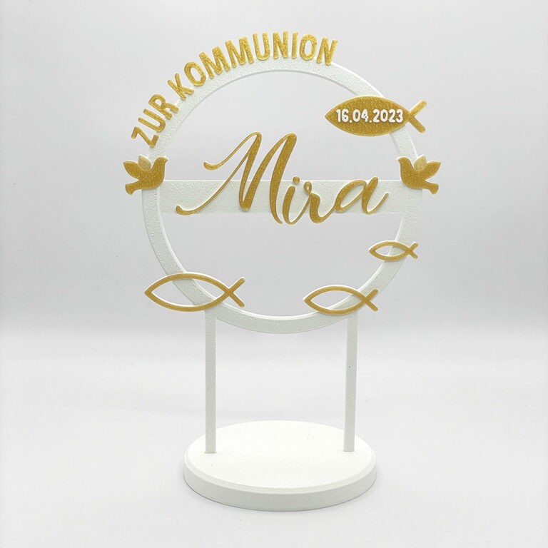 Kuchen Topper "Zur Kommunion" personalisiert mit Farbe, Name & Datum