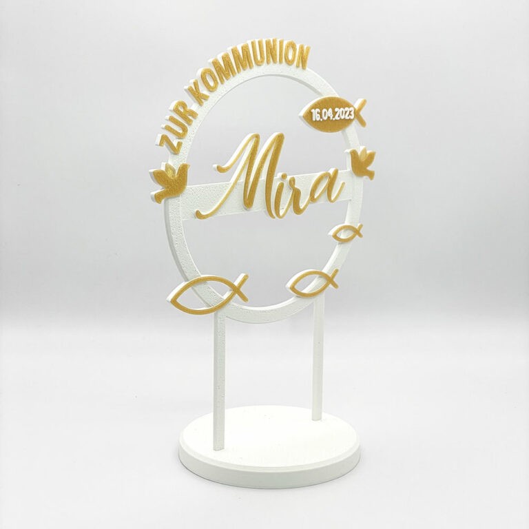 Kuchen Topper "Zur Kommunion" personalisiert mit Farbe, Name & Datum