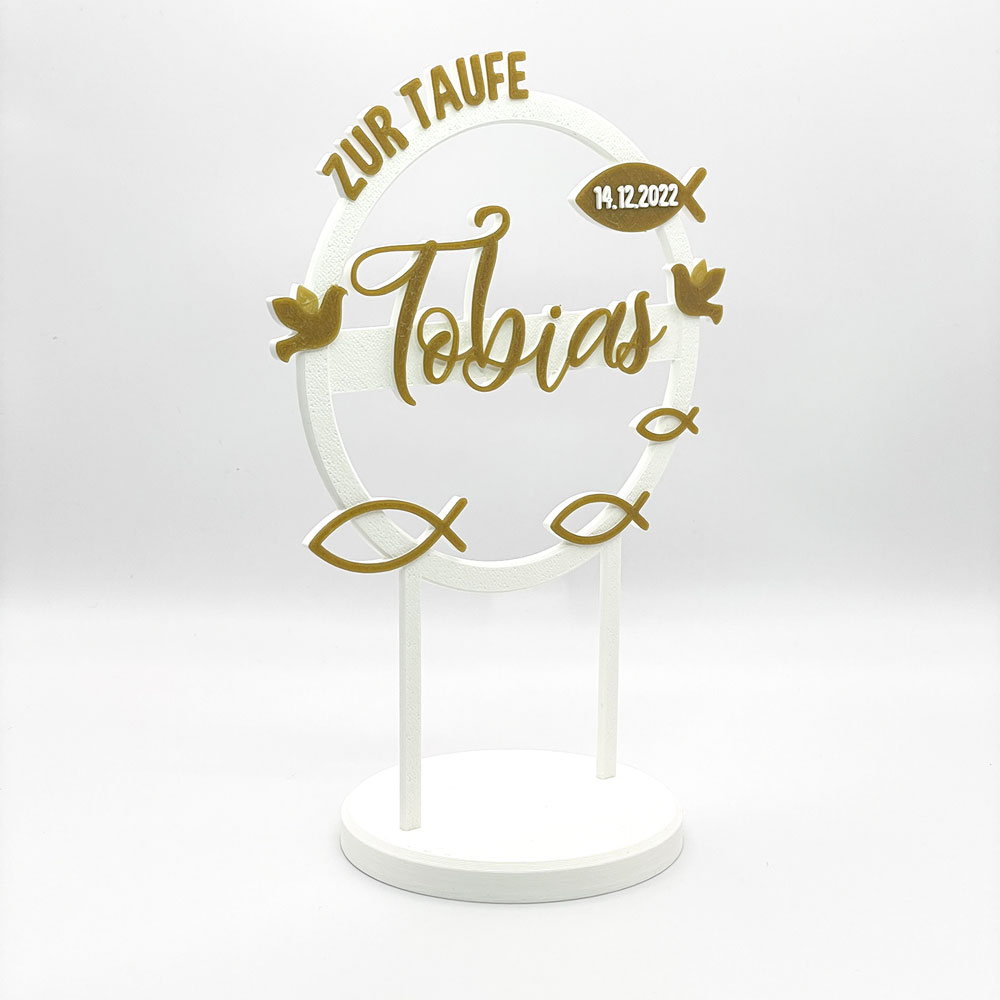 Kuchen Topper “Zur Taufe” personalisiert mit Farbe, Name & Datum