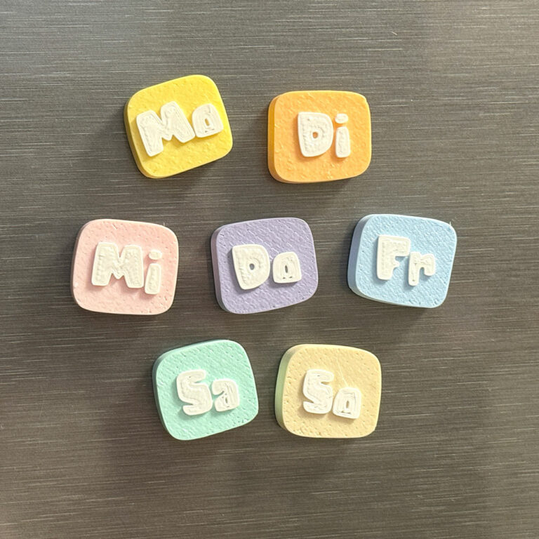 Kühlschrank Magnete "Wochentage" in Pastelltönen