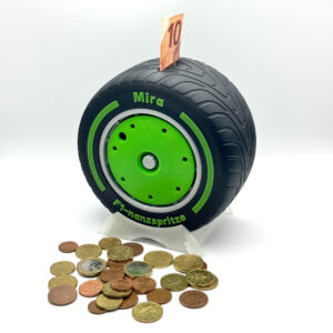 Formel 1 “Intermediate" Reifen Spardose – personalisierbar