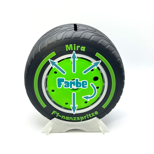 Formel 1 "Intermediate" Reifen Spardose - personalisierbar – Bild 5
