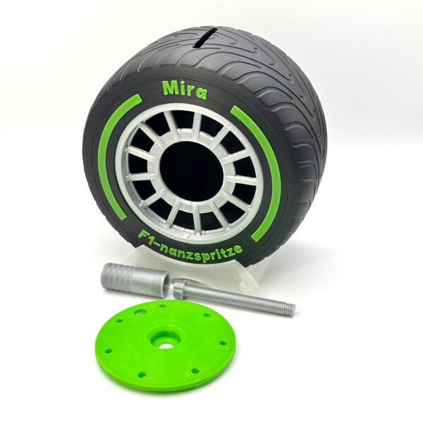 Formel 1 "Intermediate" Reifen Spardose - personalisierbar – Bild 3