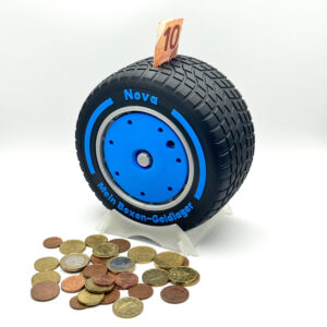 Formel 1 "Wet" Reifen Spardose - personalisierbar