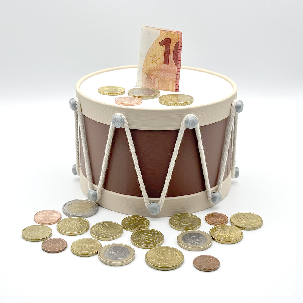 Trommel Spardose - personalisierbar mit Farbe