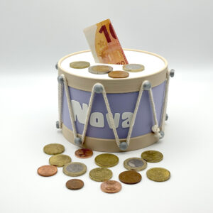 Trommel Spardose - personalisierbar mit Name & Farbe