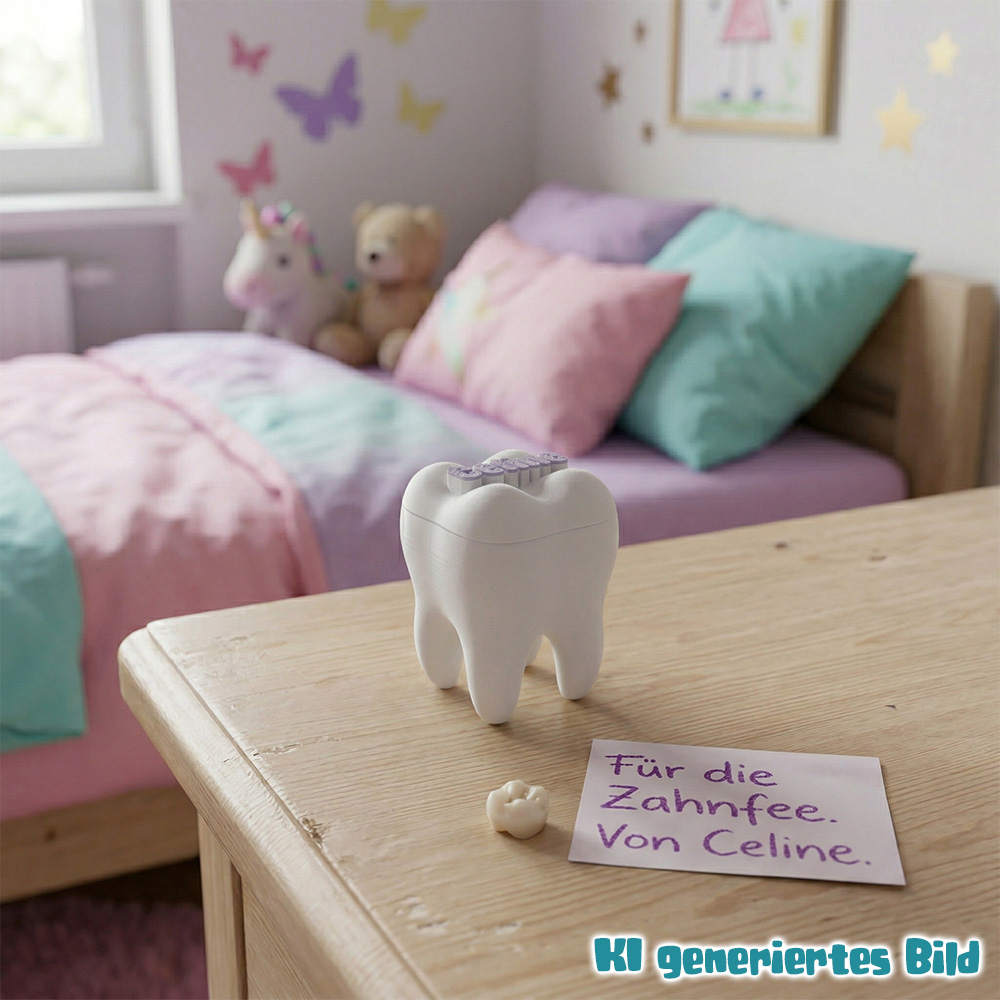 Milchzahndose in Zahnform – personalisierbar mit Name & Farbe