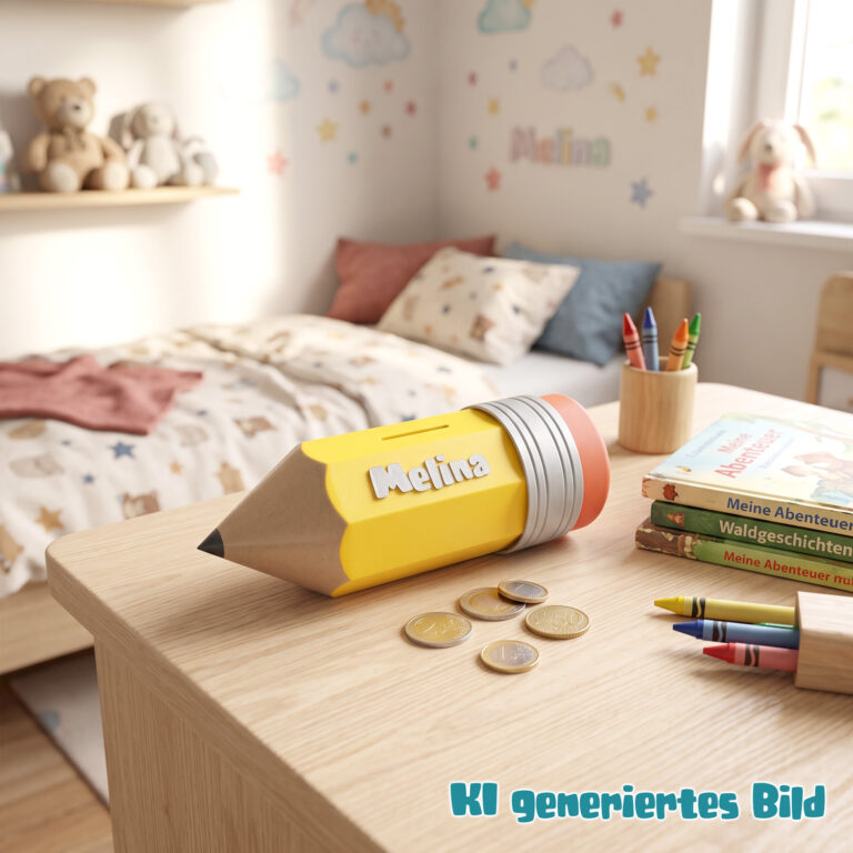 Stift Spardose - personalisierbar mit Farben & Name